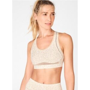 Fabletics Belle High Impact Sports Bra Matte Gold Leopard Print Size L